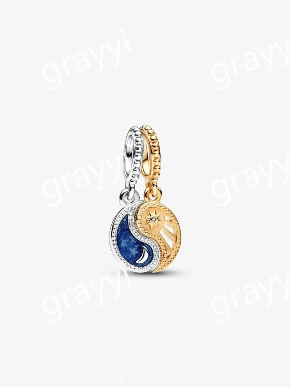Pandora Two-tone Splittable Sun & Moon Dangle Charm